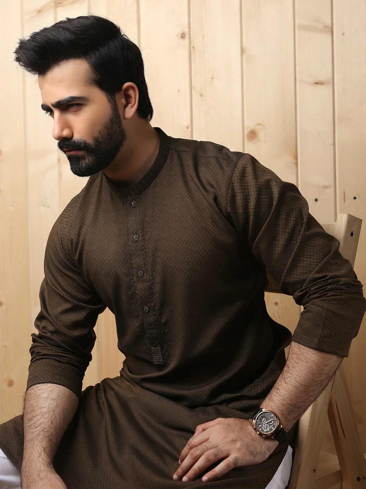 Men's Mehndi Kurta - EMTK19S-9726 - Image 3