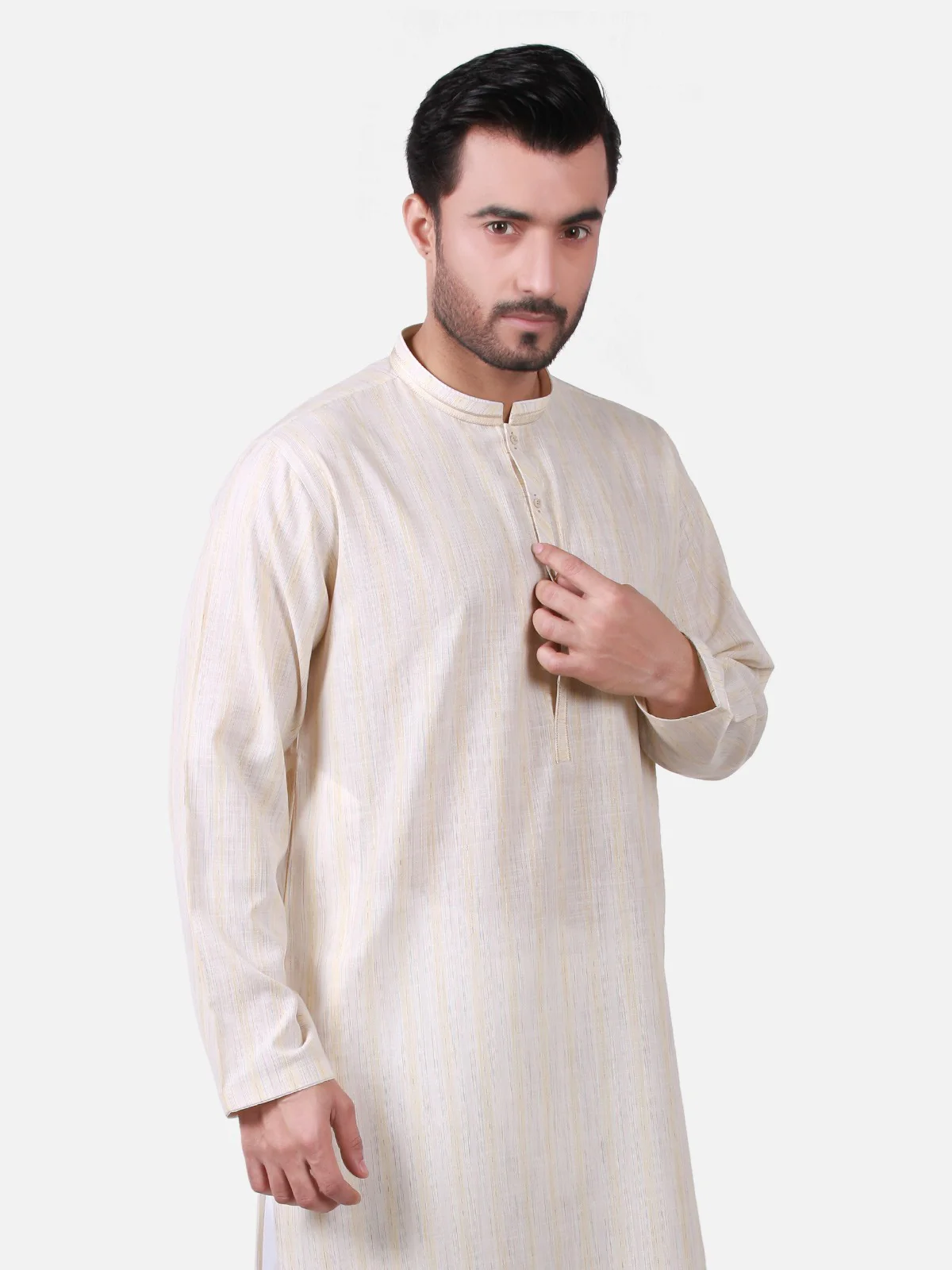 Men's Light Beige Kurta - EMTK19S-9757 - Image 2