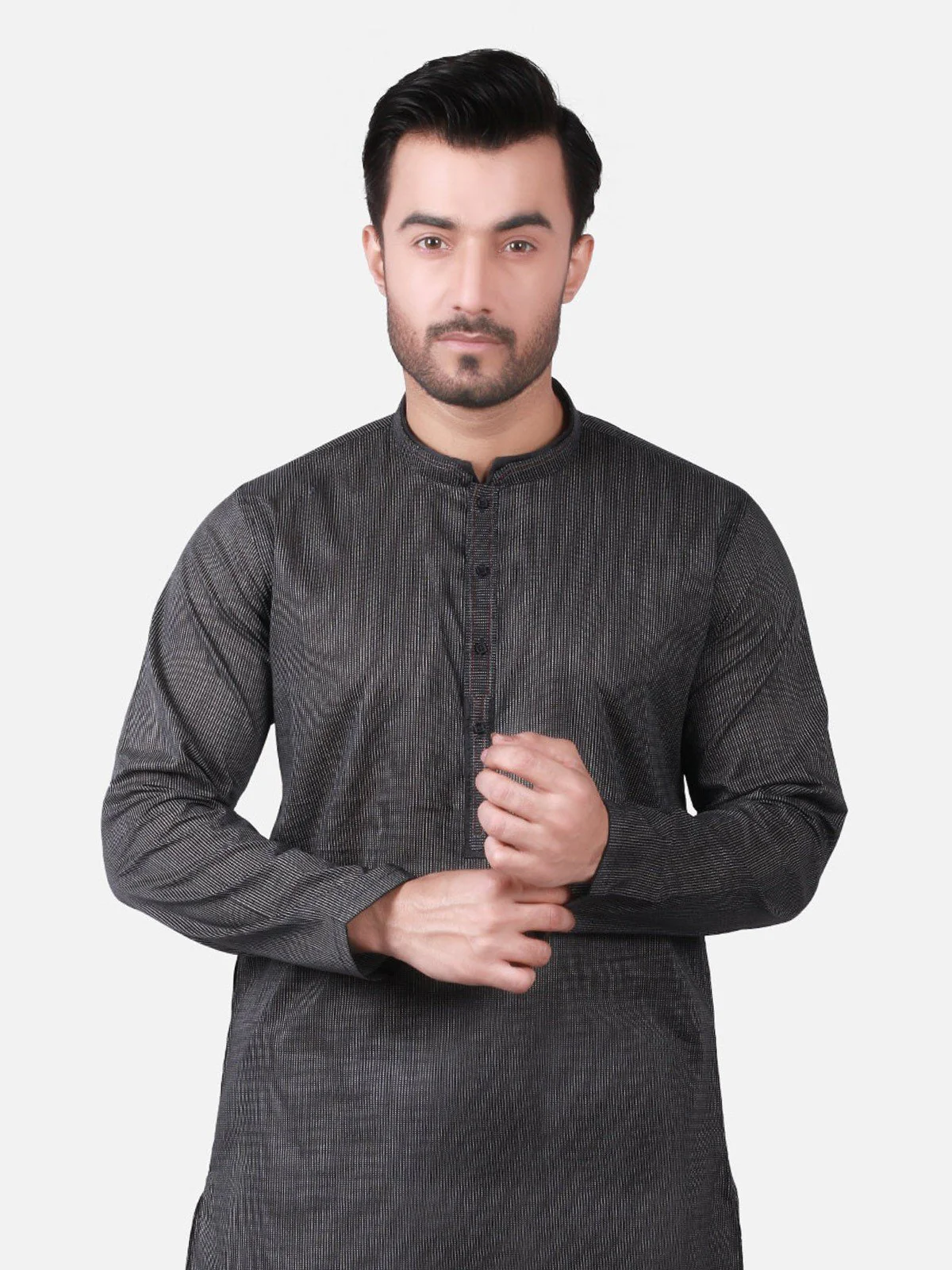 Men's Charcoal Kurta - EMTK19S-9758 - Image 2