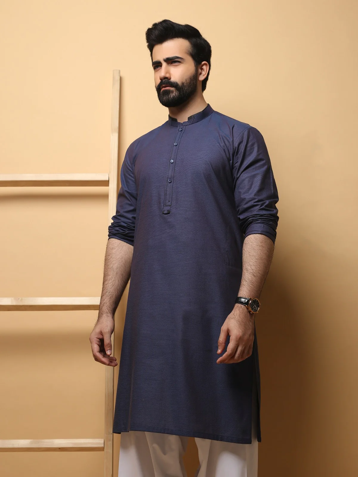 Men's Blue Kurta - EMTK19S-9762 - Image 2