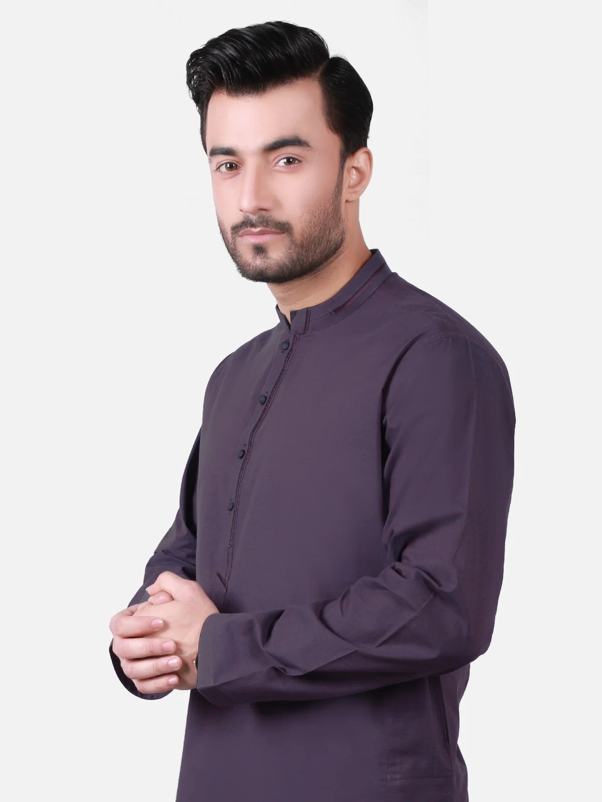 Men's Deep Purple Kurta - EMTK19S-9764 - Image 2
