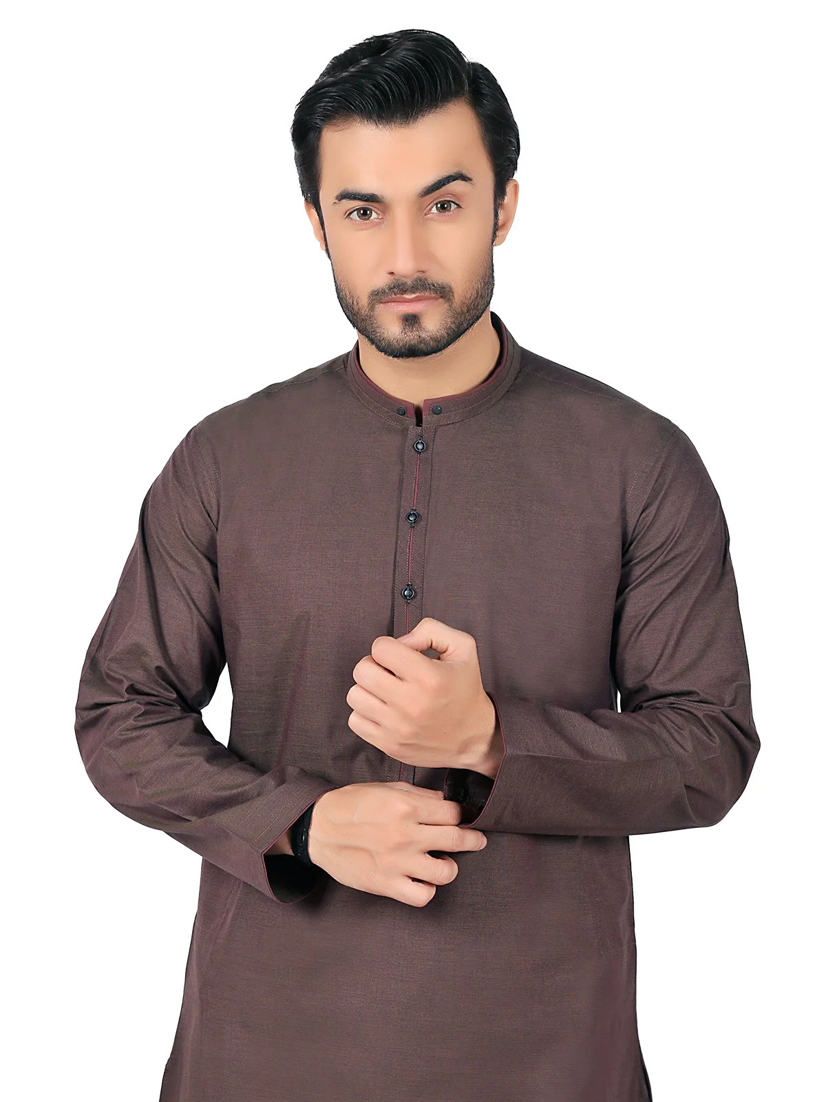 Men's Chocolate Brown Kurta - EMTK19S-9769 - Image 2