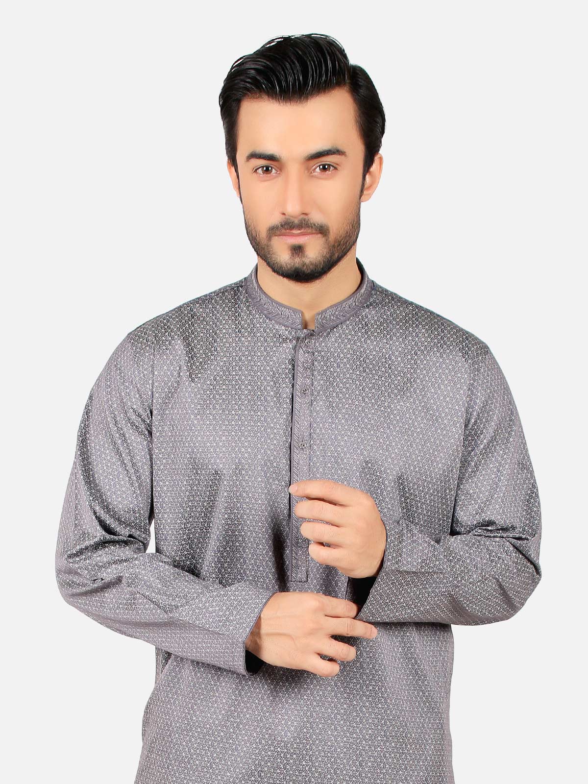 Men's Steel Grey Kurta - EMTK19S-9773 - Image 2