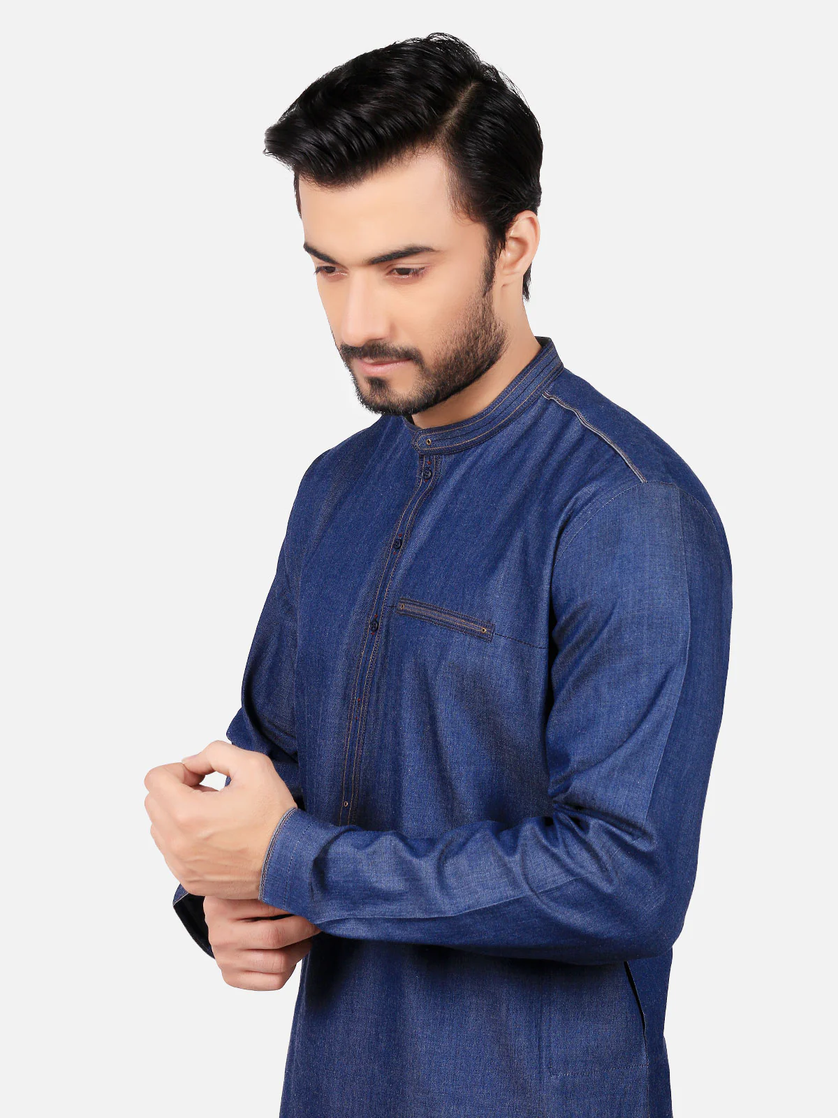 Men's Denim Blue Kurta - EMTK19S-9776 - Image 2