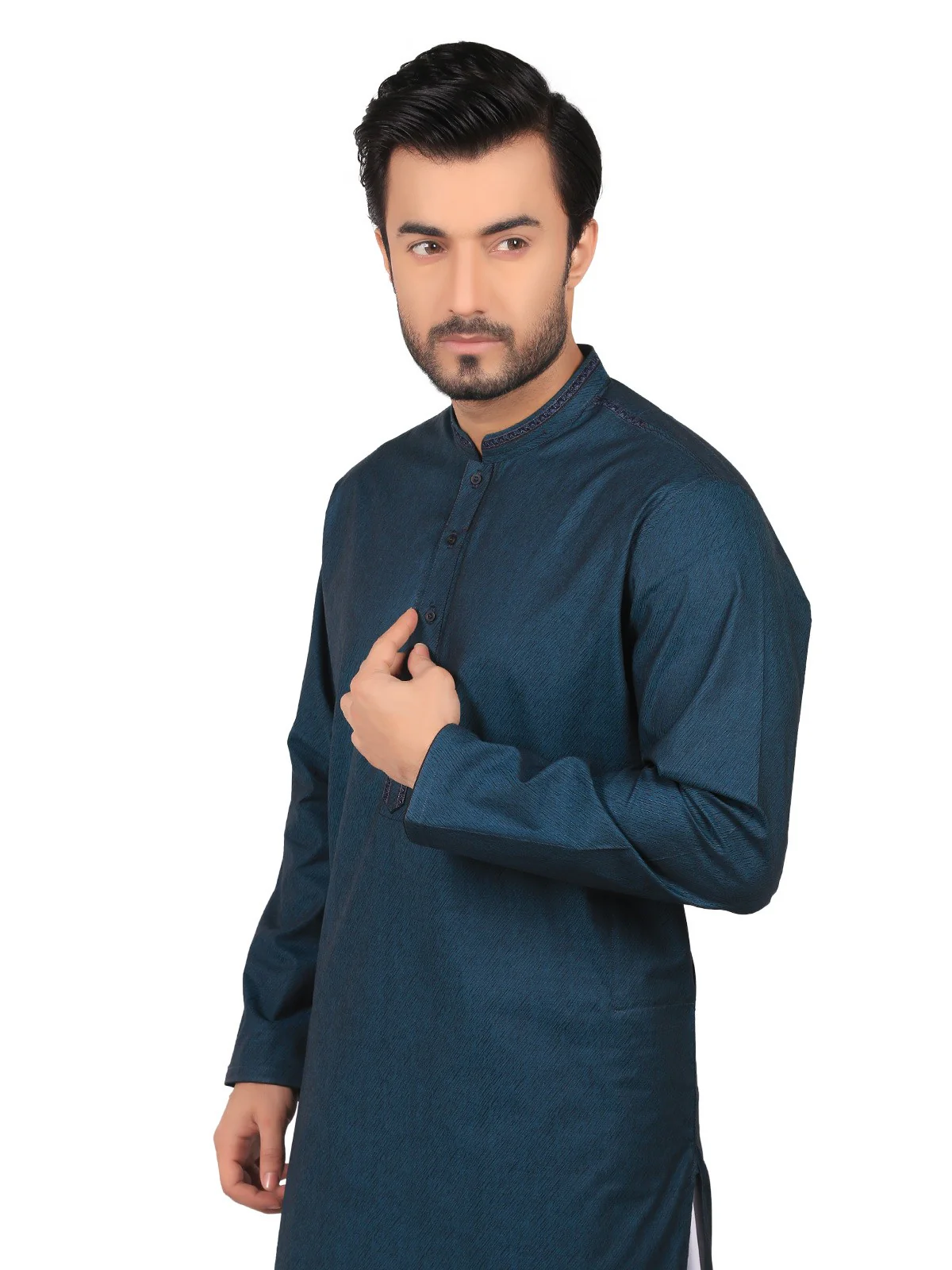Men's Dark Teal Kurta - EMTK19S-9784 - Image 2