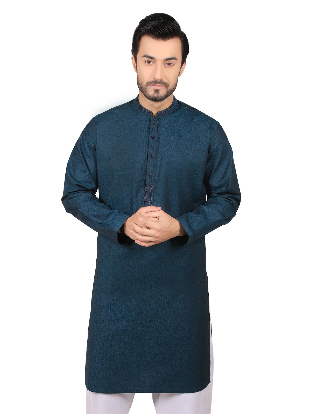 Men's Dark Teal Kurta - EMTK19S-9784 - Image 3