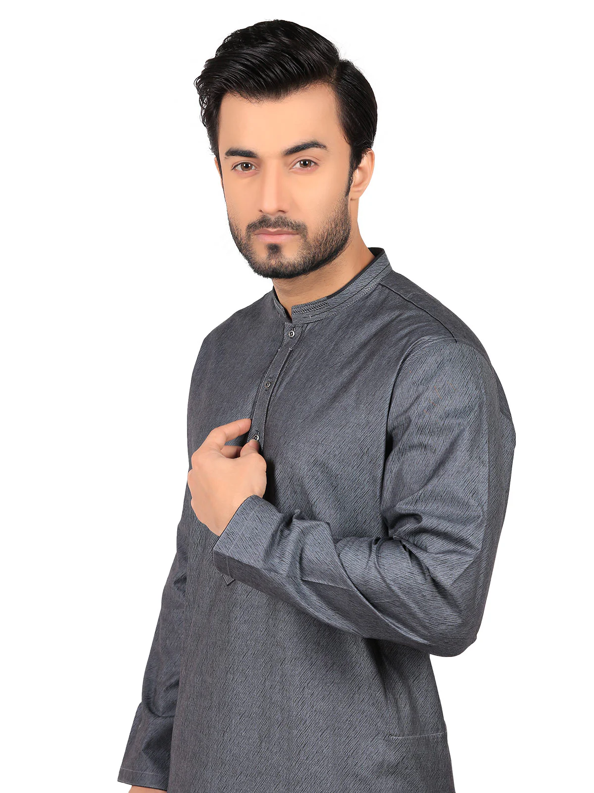 Men's Grey Kurta - EMTK19S-9786 - Image 2