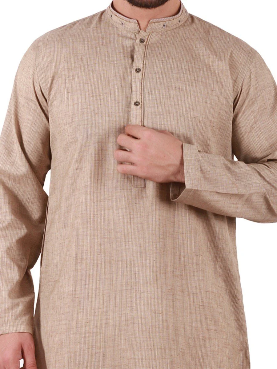 Men's Fawn Kurta - EMTK19S-9792 - Image 2