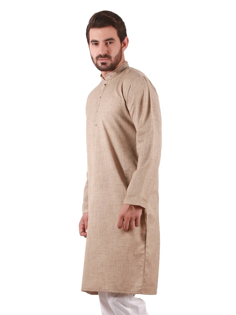 Men's Fawn Kurta - EMTK19S-9792 - Image 3