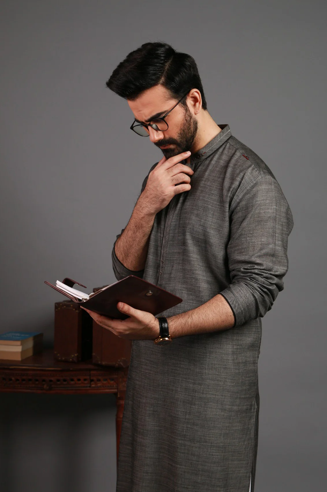 Men's Grey Kurta - EMTK19S-9810 - Image 2