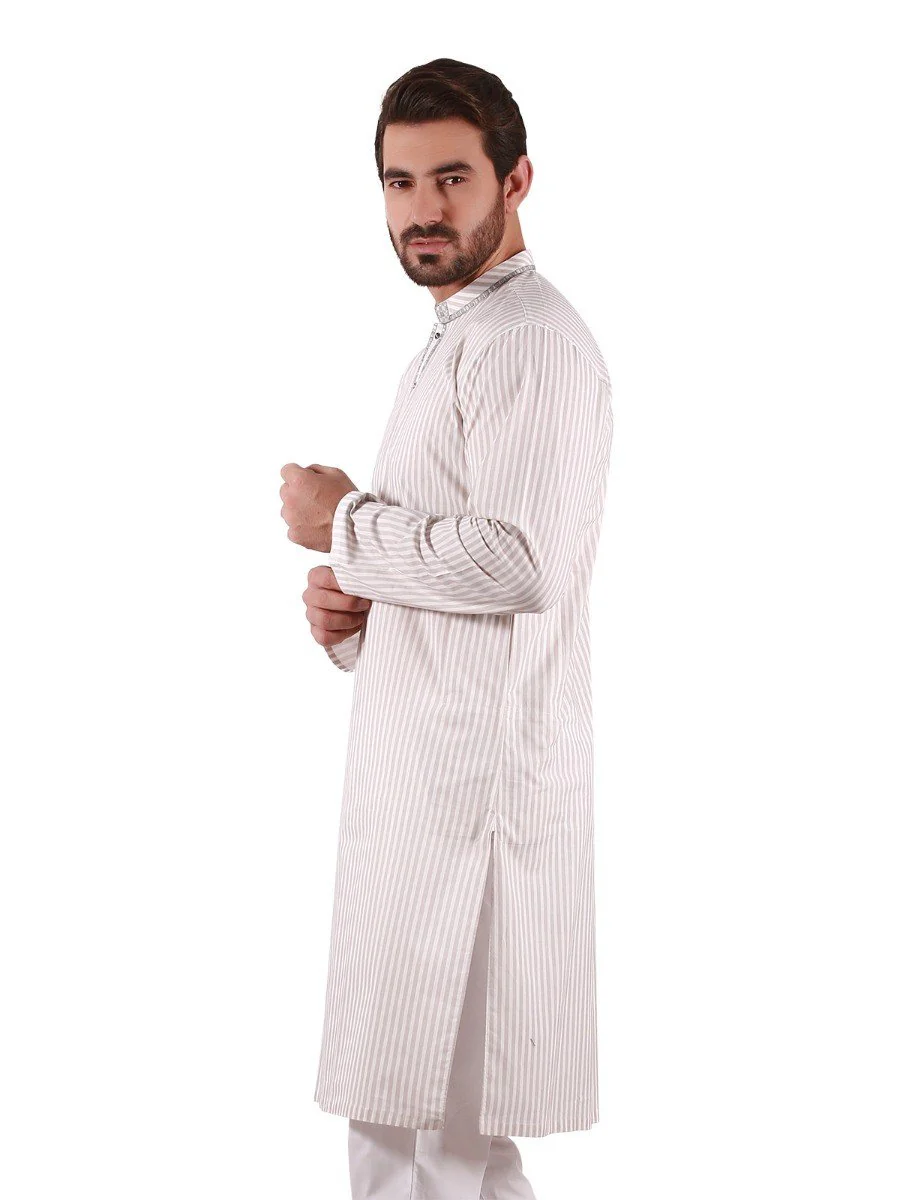 Men's Off White Kurta - EMTK19S-9833 - Image 3