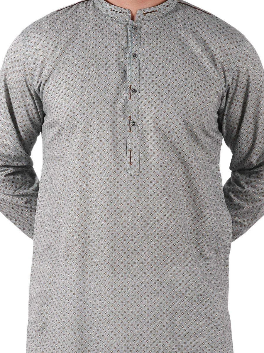 Men's Mist Green Kurta - EMTK19S-9835 - Image 2