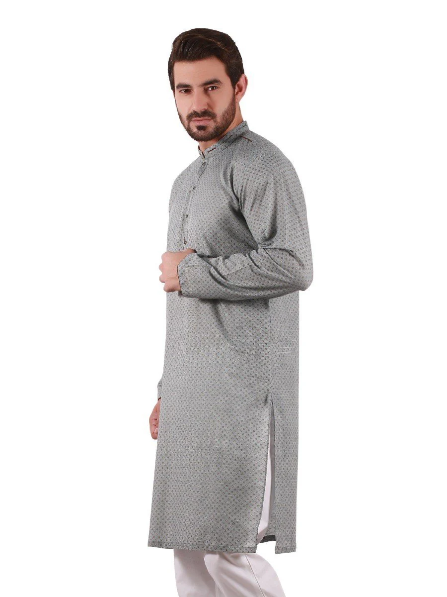 Men's Mist Green Kurta - EMTK19S-9835 - Image 3
