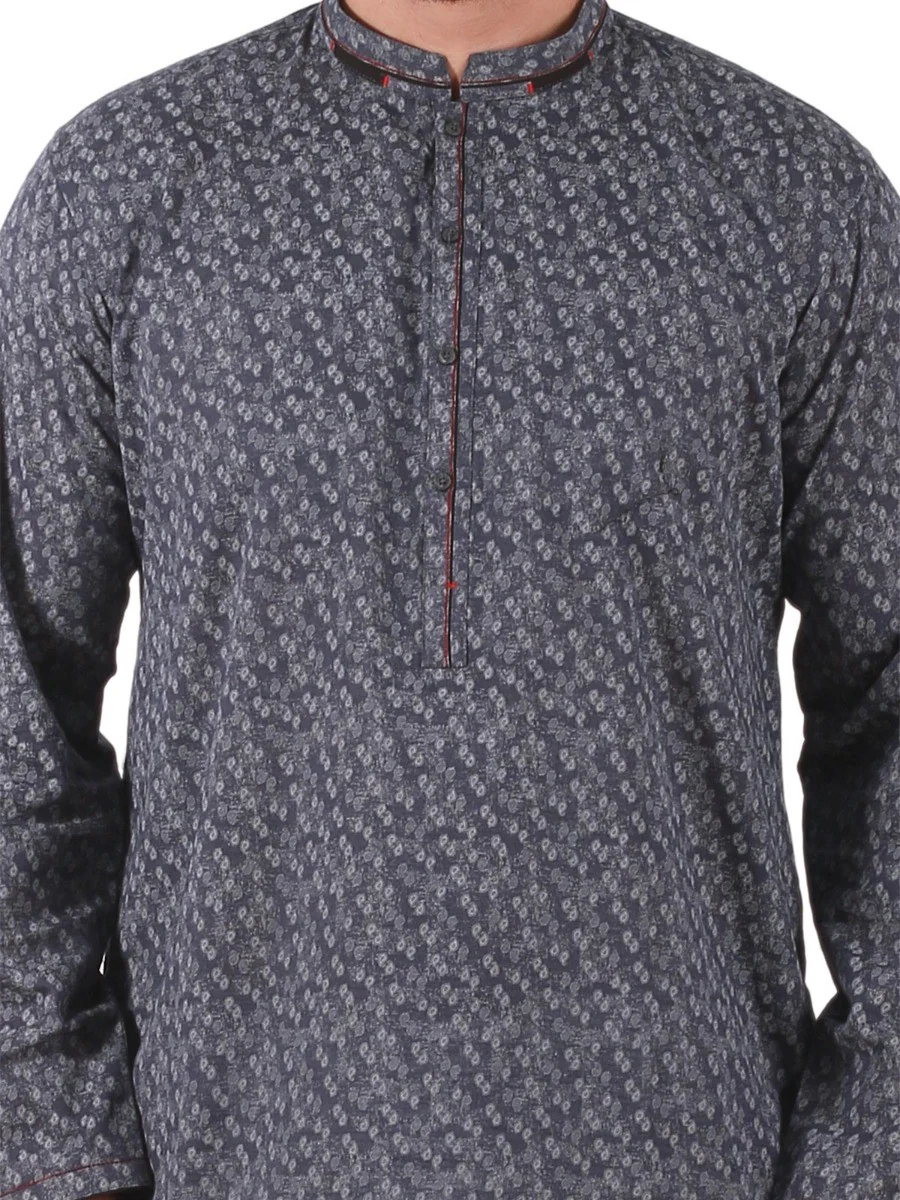 Men's Navy Blue Kurta - EMTK20S-9830 - Image 2