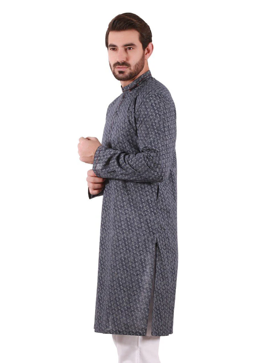Men's Navy Blue Kurta - EMTK20S-9830 - Image 3