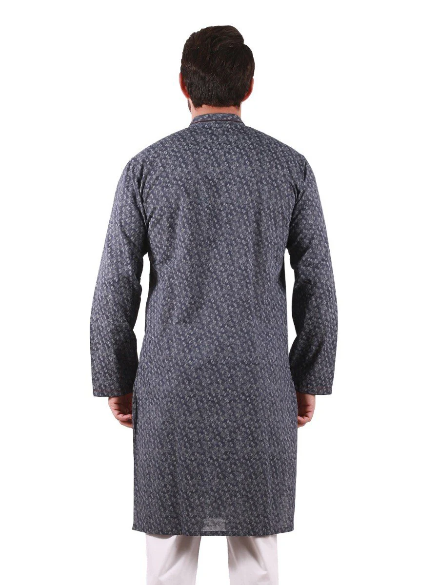Men's Navy Blue Kurta - EMTK20S-9830 - Image 4