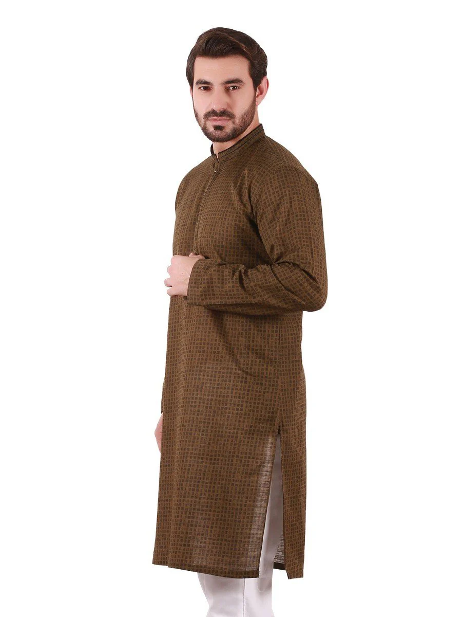 Men's Olive Kurta - EMTK20S-9831 - Image 3