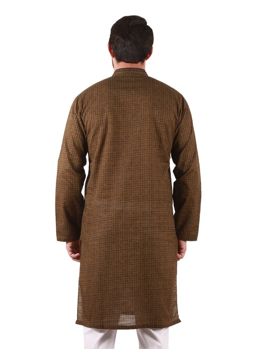 Men's Olive Kurta - EMTK20S-9831 - Image 4