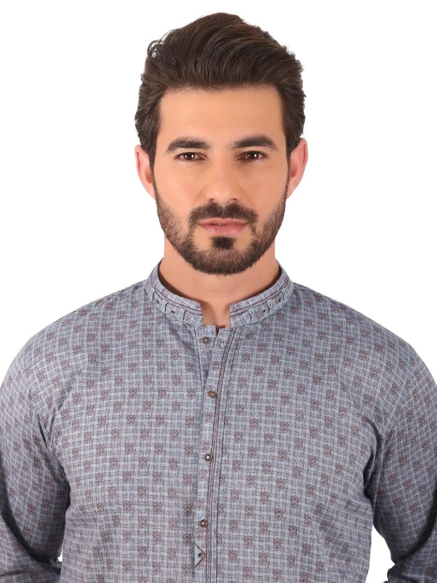 Men's Mid Blue Kurta - EMTK20S-9832 - Image 2