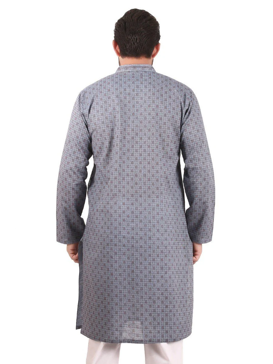Men's Mid Blue Kurta - EMTK20S-9832 - Image 3