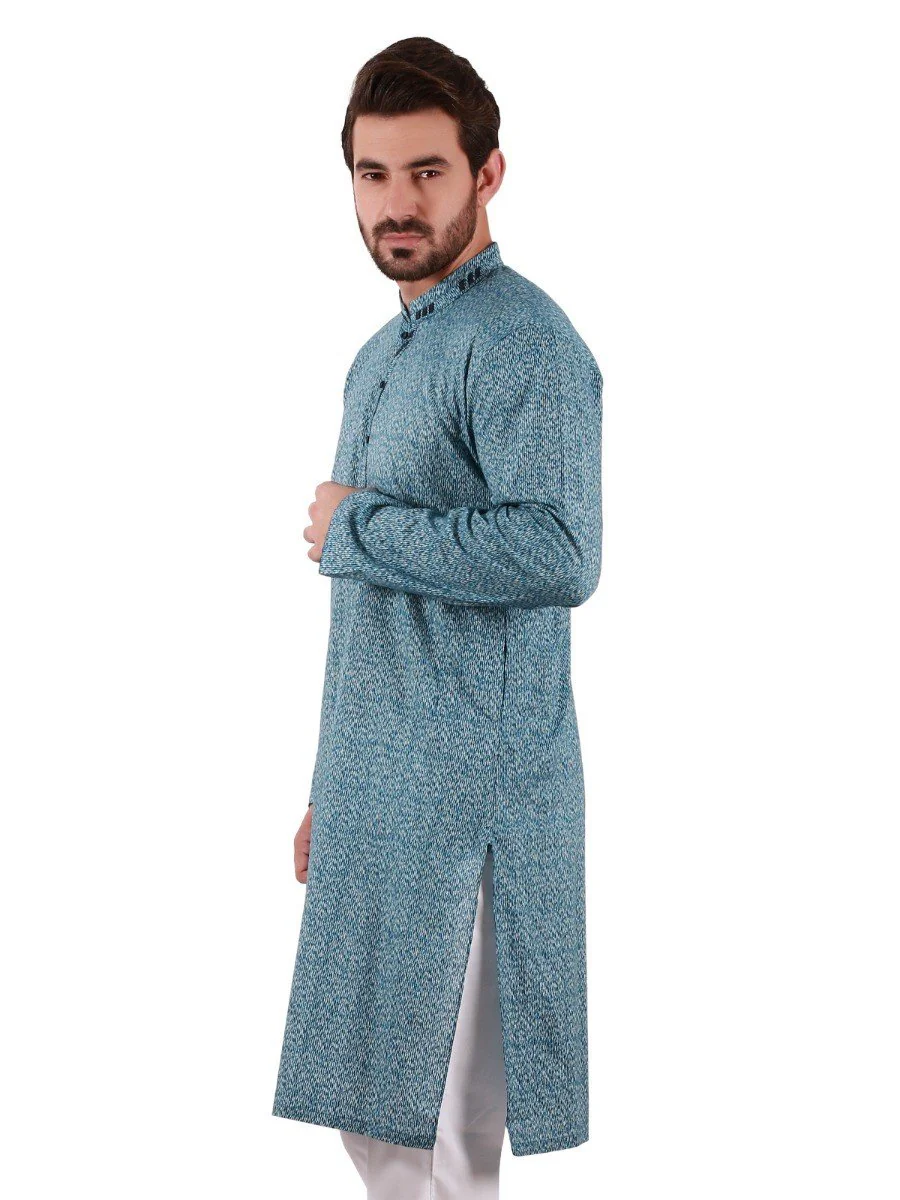 Men's Ocean Blue Kurta - EMTK20S-9837 - Image 2