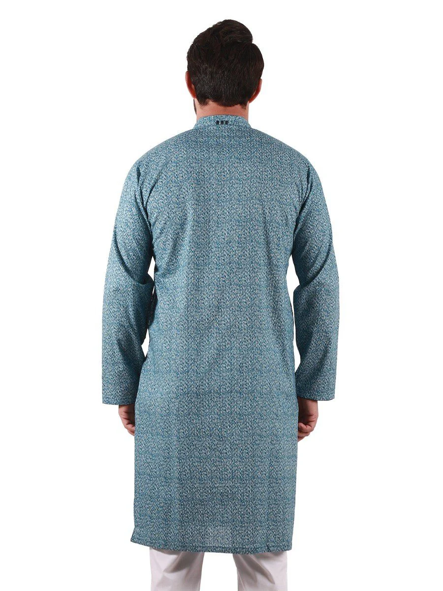 Men's Ocean Blue Kurta - EMTK20S-9837 - Image 3