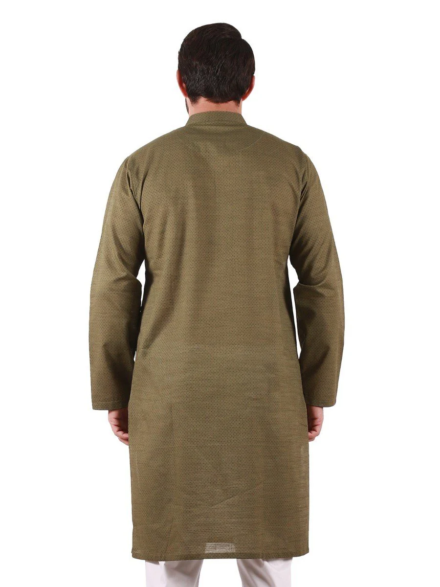 Men's Olive Kurta - EMTK20S-9843 - Image 4