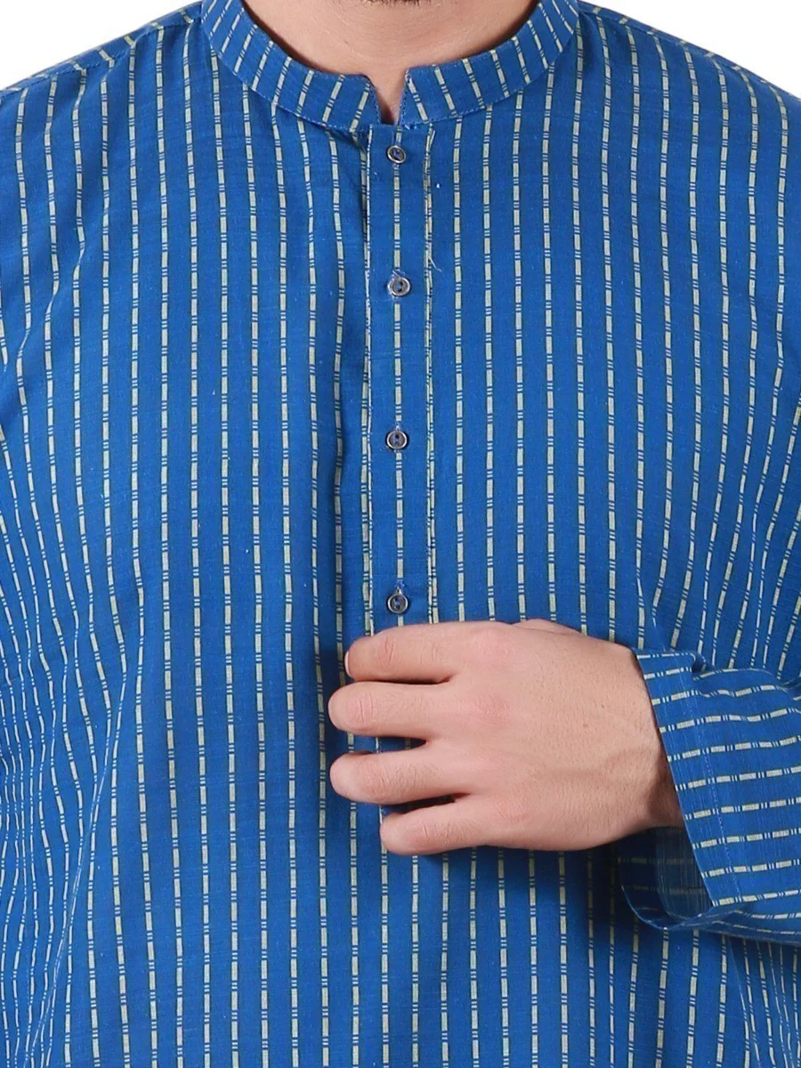 Men's Royal Blue Kurta - EMTK20S-9871 - Image 2