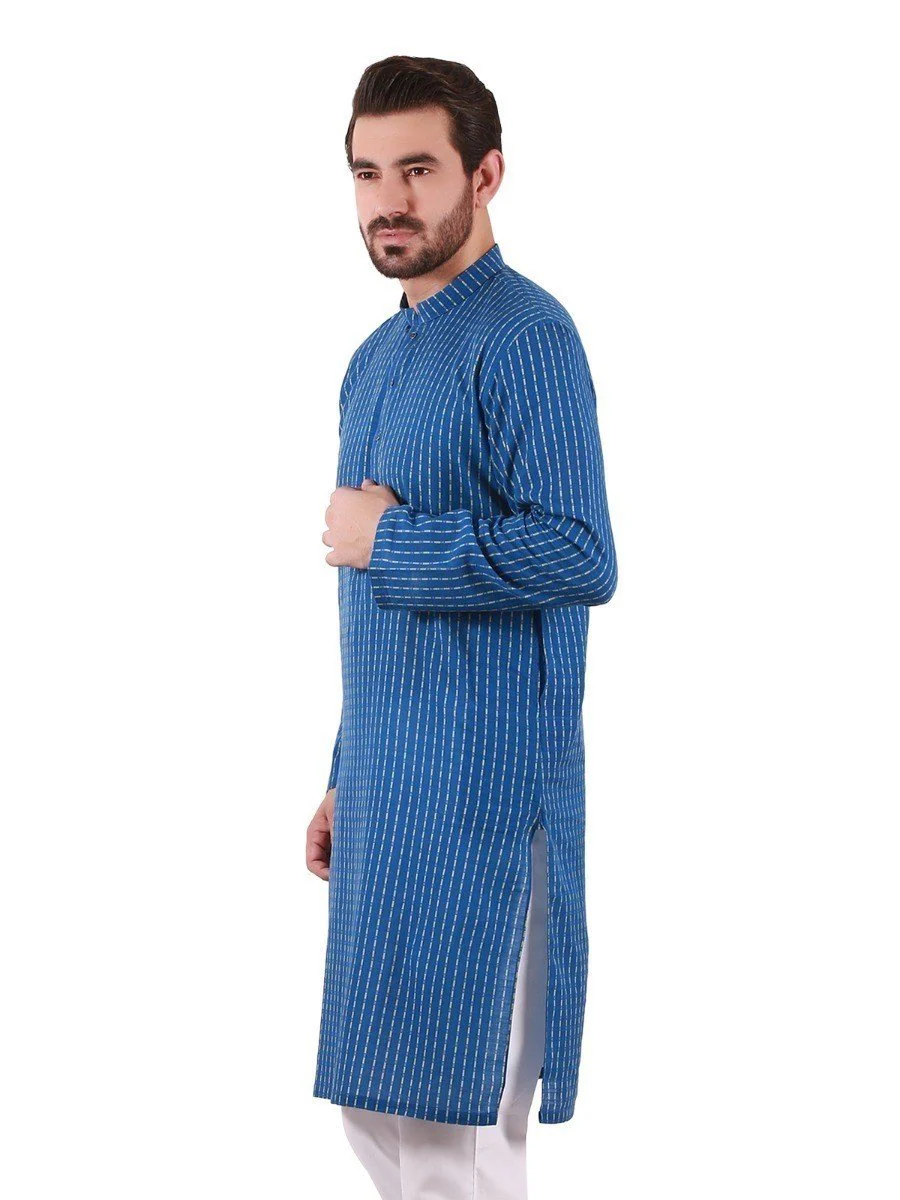 Men's Royal Blue Kurta - EMTK20S-9871 - Image 3