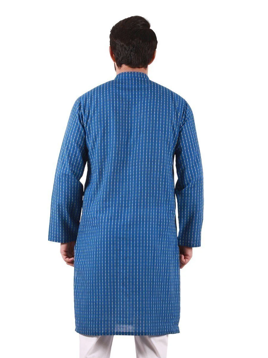 Men's Royal Blue Kurta - EMTK20S-9871 - Image 4