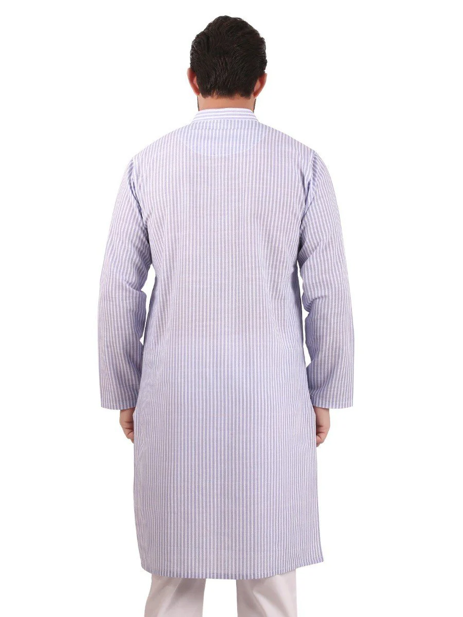 Men's Blue & White Kurta - EMTK20S-9872 - Image 3