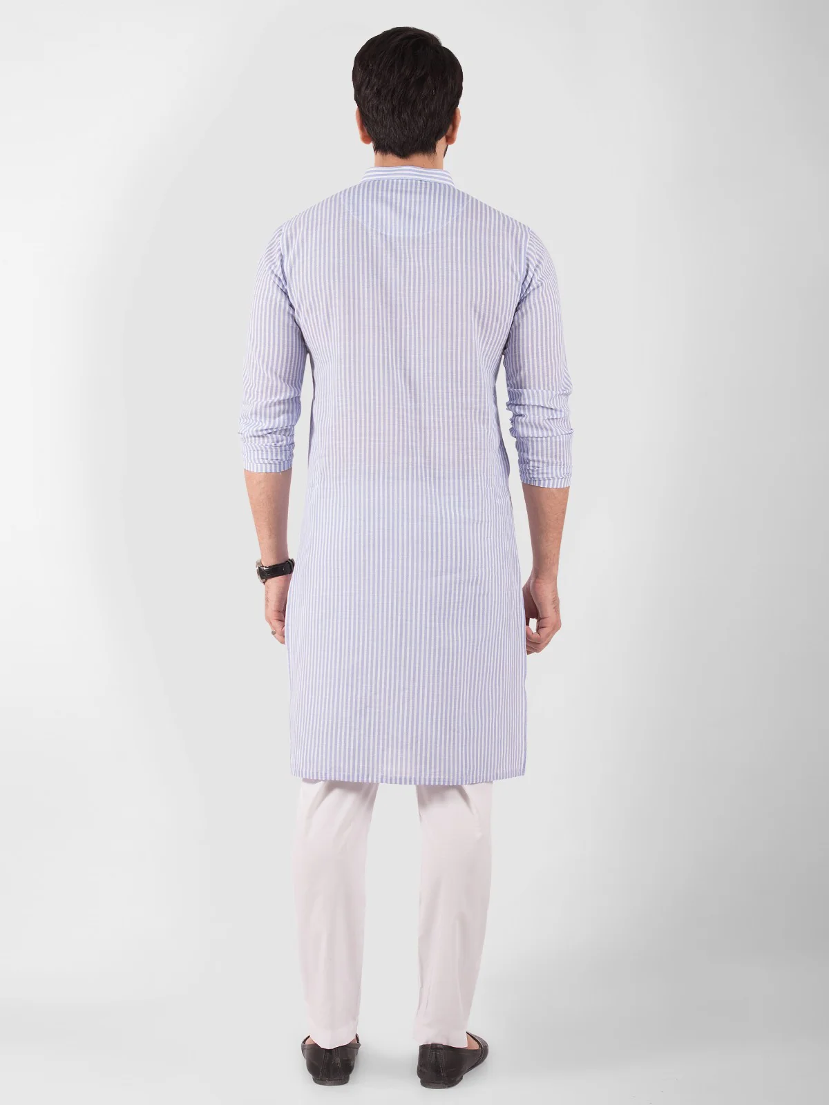 Men's Blue & White Kurta - EMTK20S-9872 - Image 4