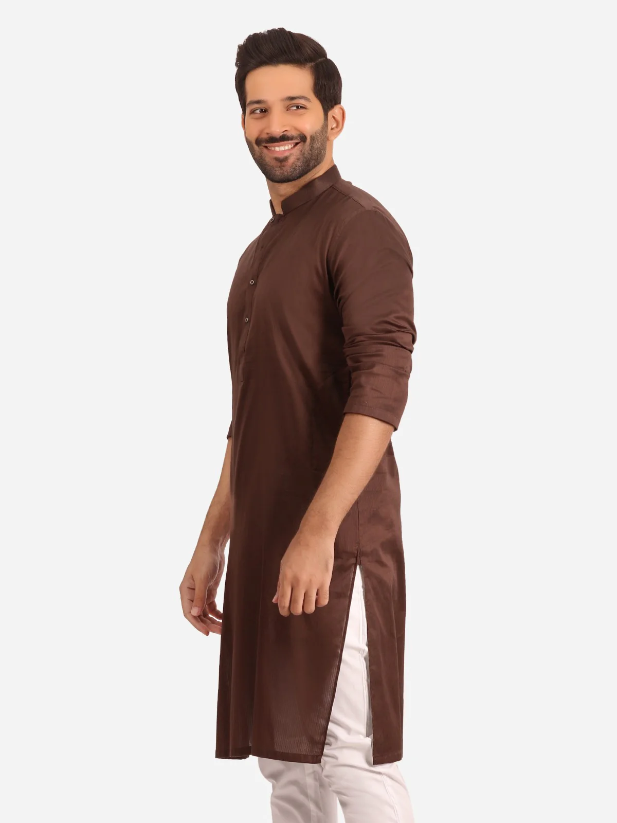 Men's Dark Brown Kurta - EMTK20S-9889 - Image 3