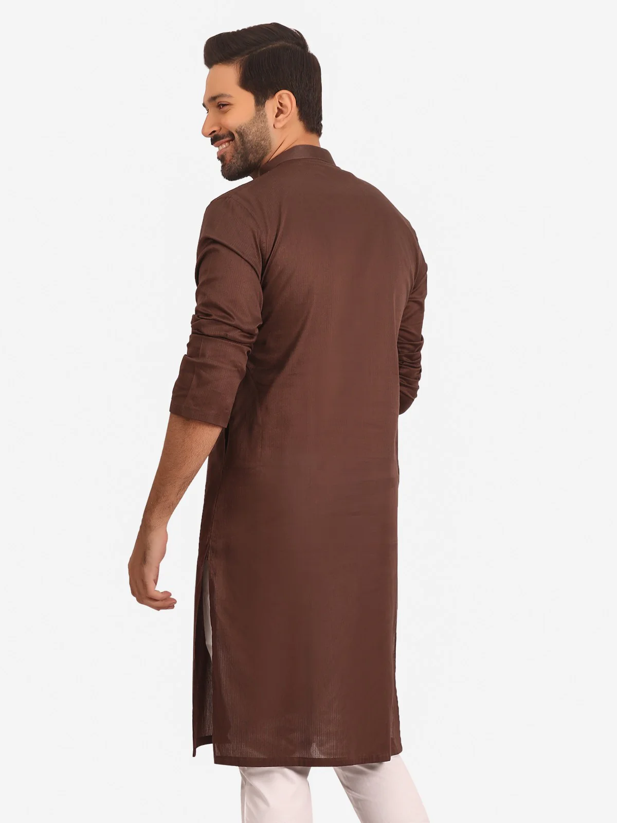 Men's Dark Brown Kurta - EMTK20S-9889 - Image 4