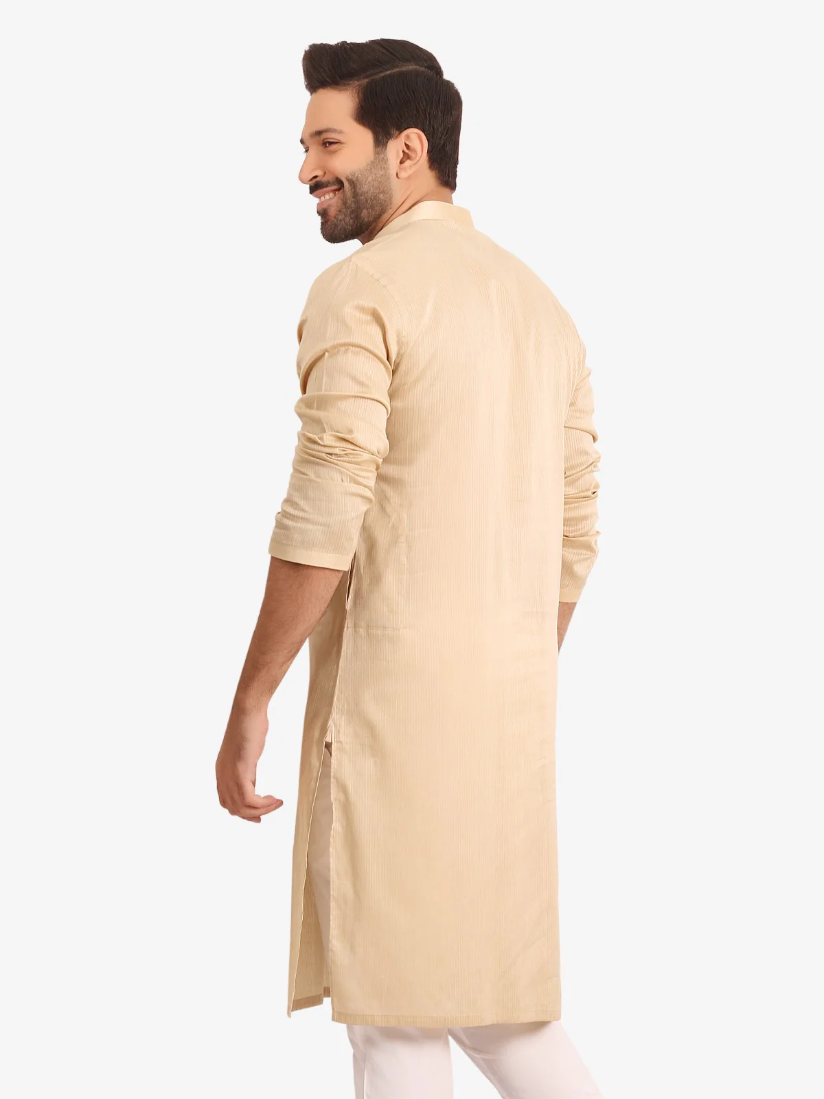 Men's Beige Kurta - EMTK20S-9890 - Image 3