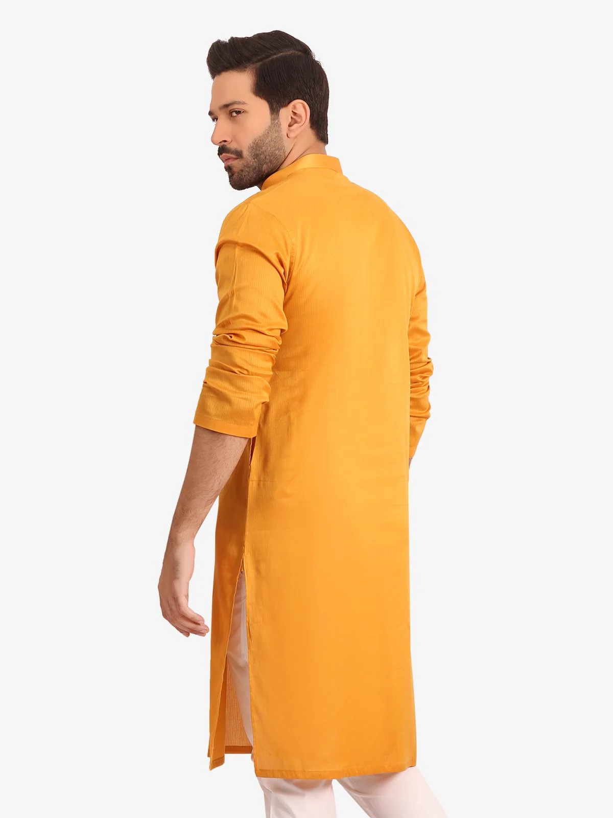 Men's Mustard Kurta - EMTK20S-9893 - Image 3