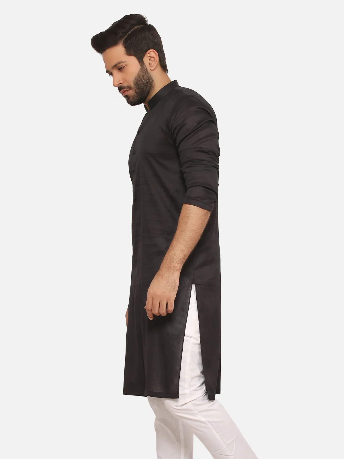 Men's Black Kurta - EMTK20S-9894 - Image 2