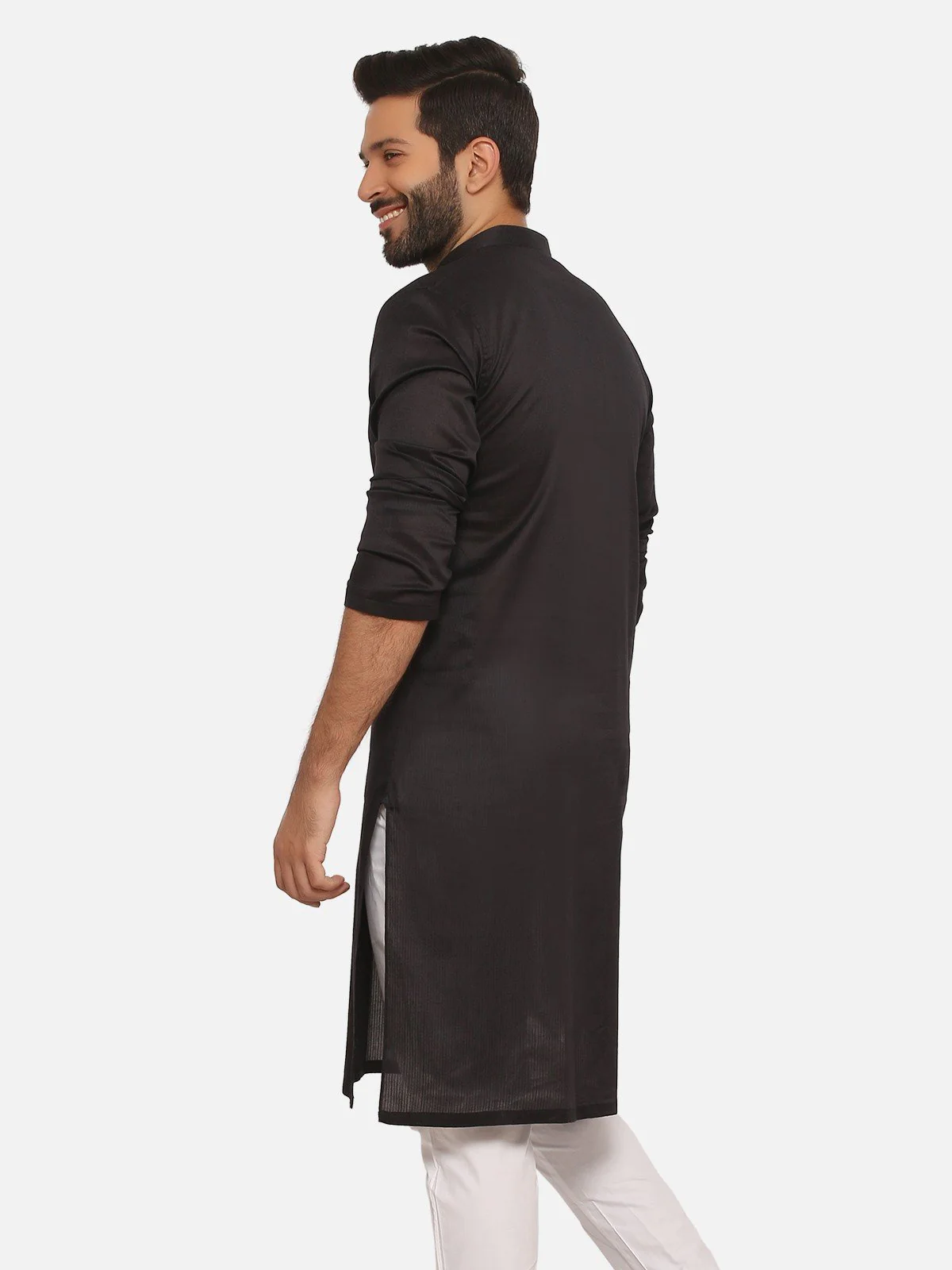 Men's Black Kurta - EMTK20S-9894 - Image 3