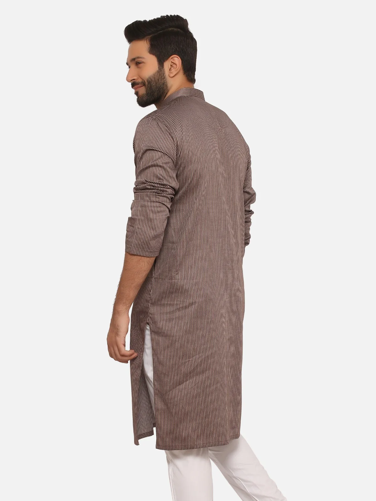 Men's Light Coffee Kurta - EMTK20S-9895 - Image 3