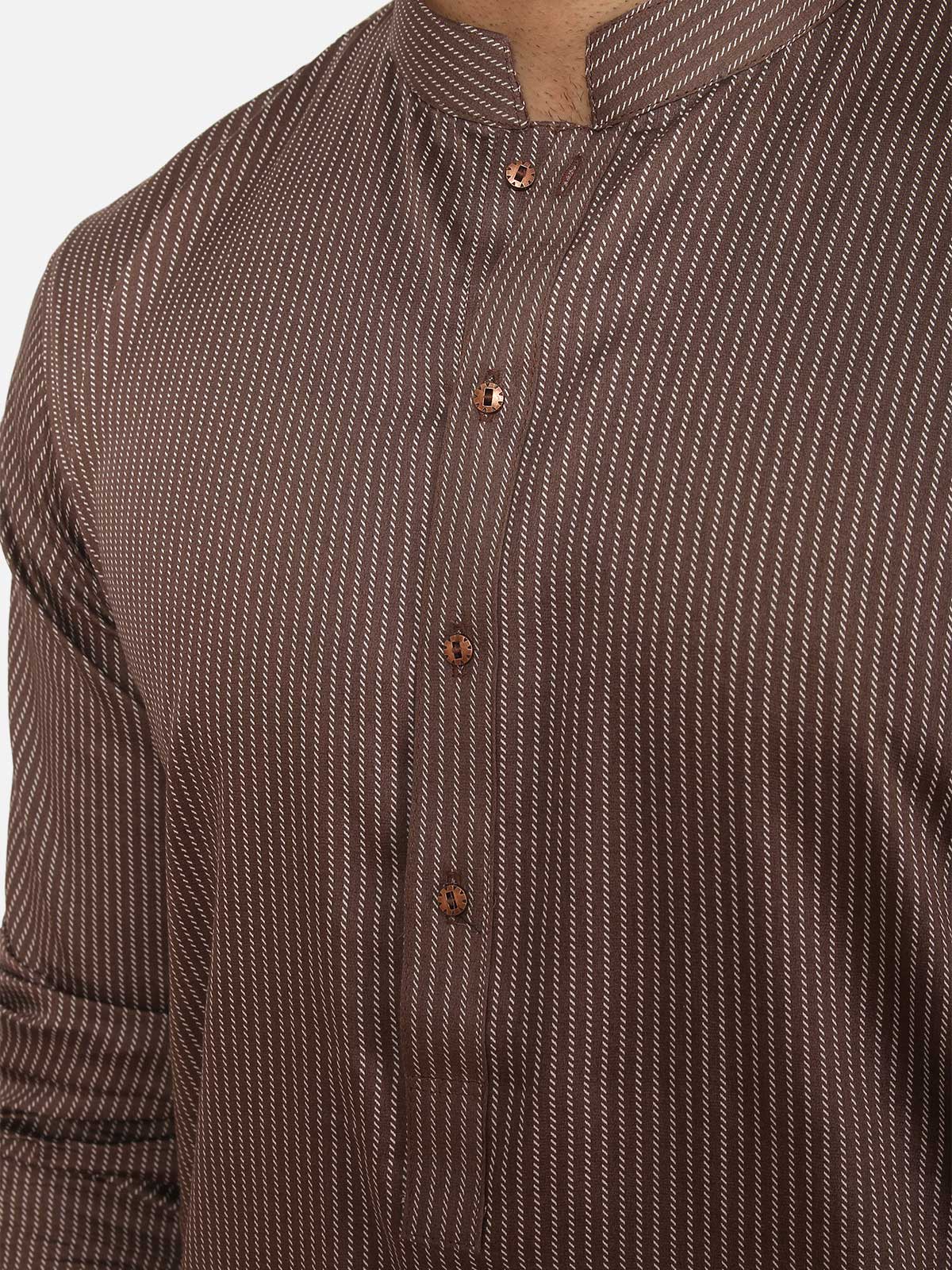 Men's Light Coffee Kurta - EMTK20S-9895 - Image 4