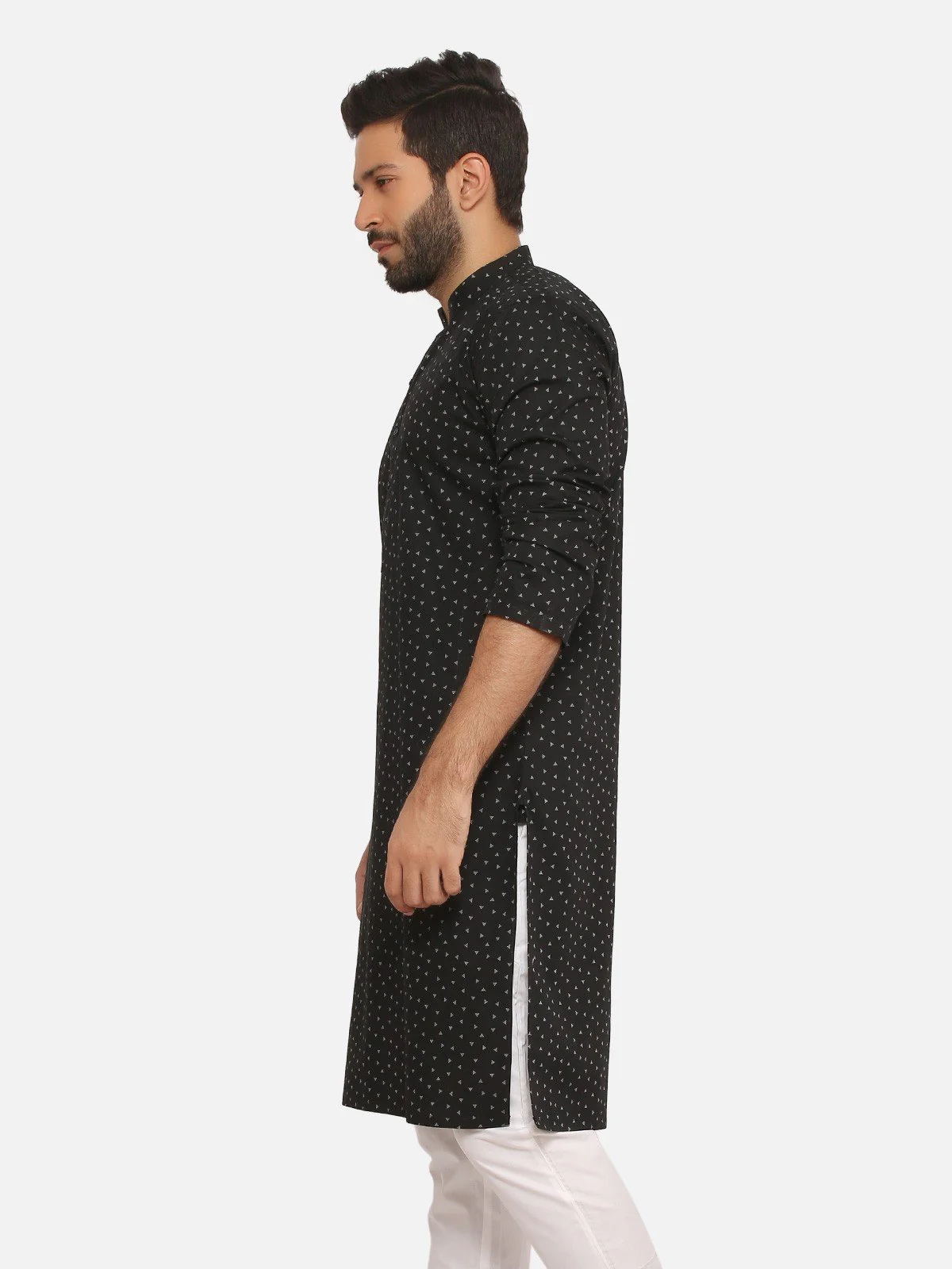 Men's Black Kurta - EMTK20S-9896 - Image 3