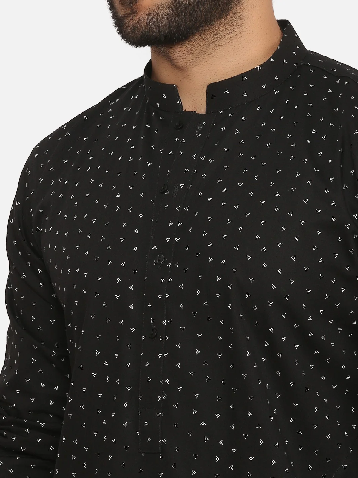 Men's Black Kurta - EMTK20S-9896 - Image 4