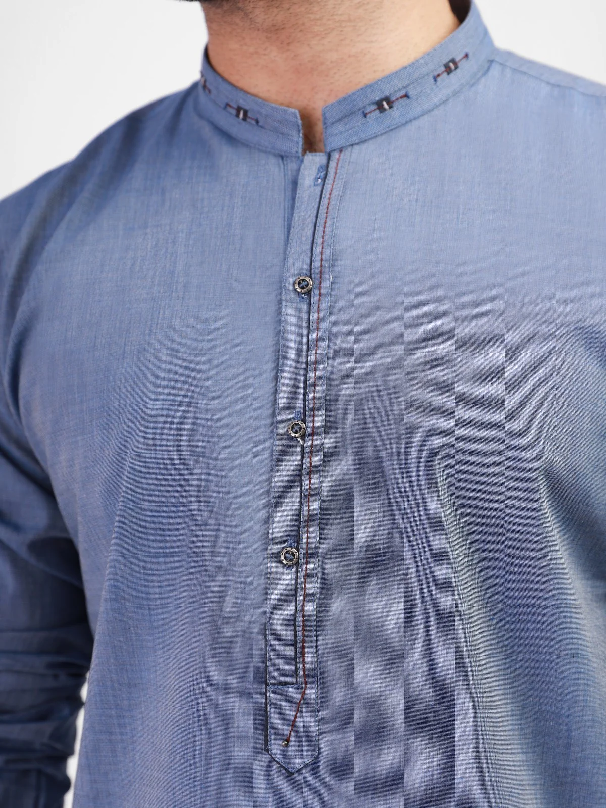 Men's Blue Kurta - EMTK21S-99078 - Image 3