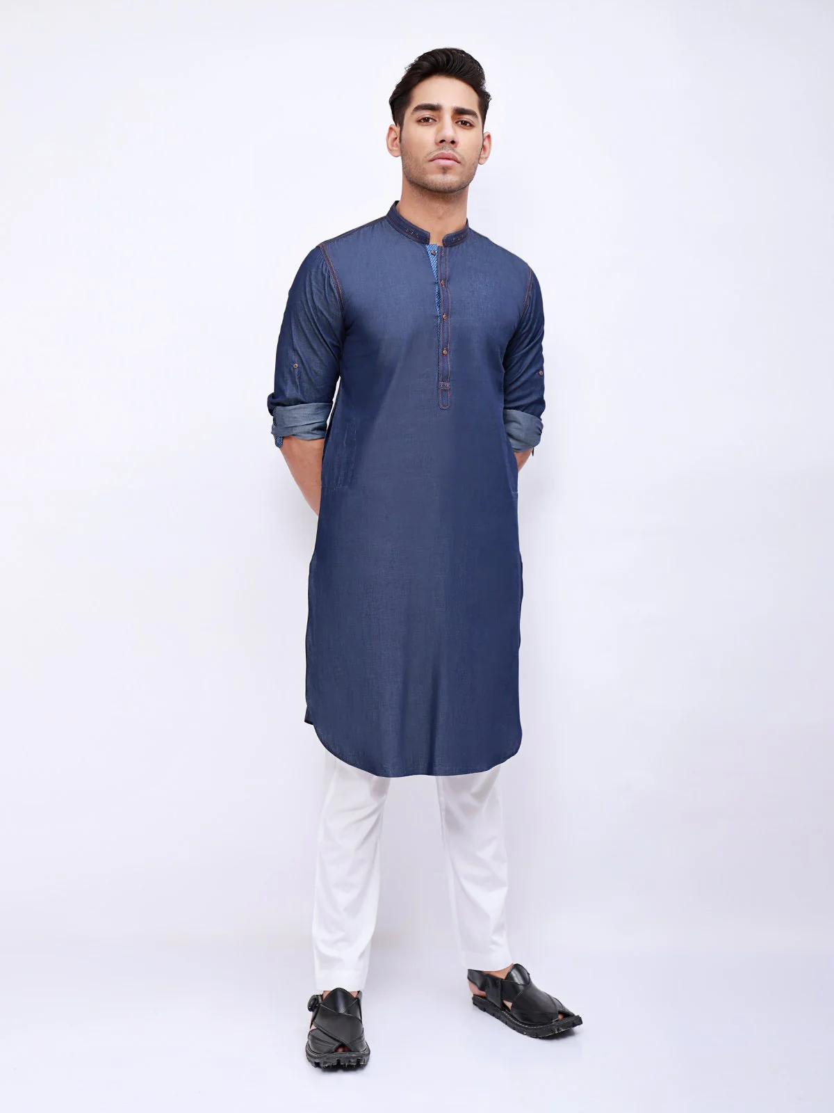 Men's Denim Blue Kurta - EMTK21S-99029