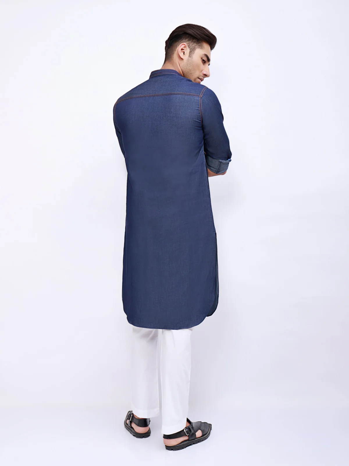 Men's Denim Blue Kurta - EMTK21S-99029 - Image 3