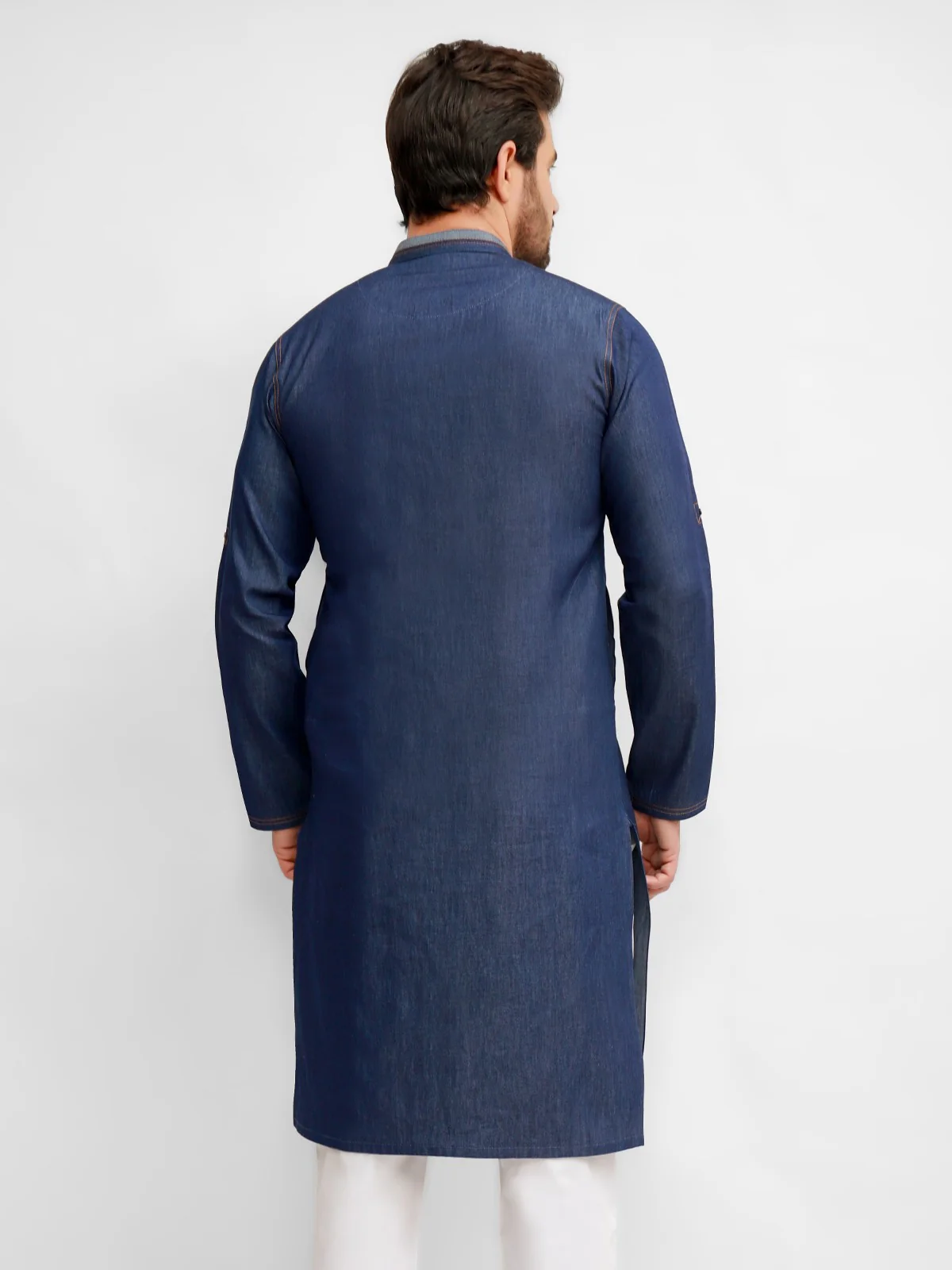 Men's Deep Blue Kurta - EMTK21S-99030 - Image 3