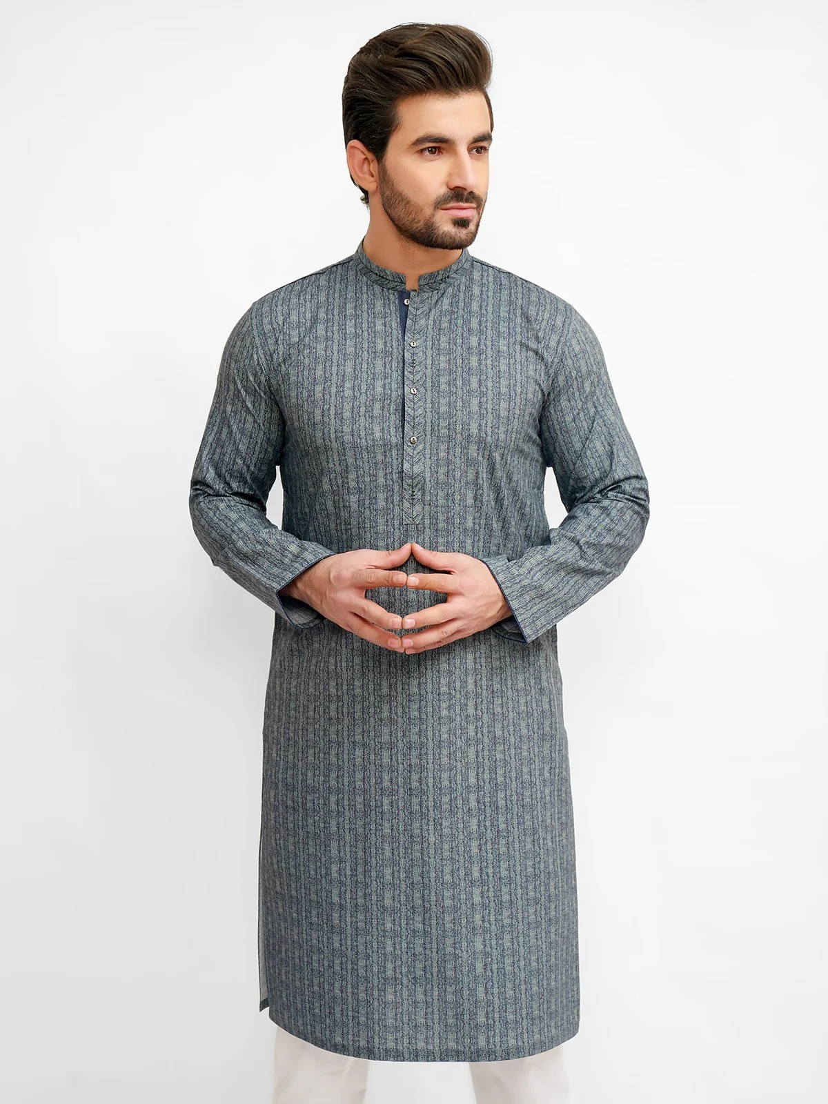 Men's Blue Kurta - EMTK21S-99035 - Image 2