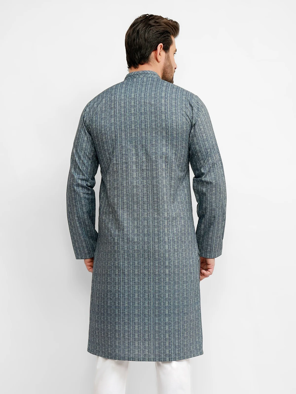Men's Blue Kurta - EMTK21S-99035 - Image 3