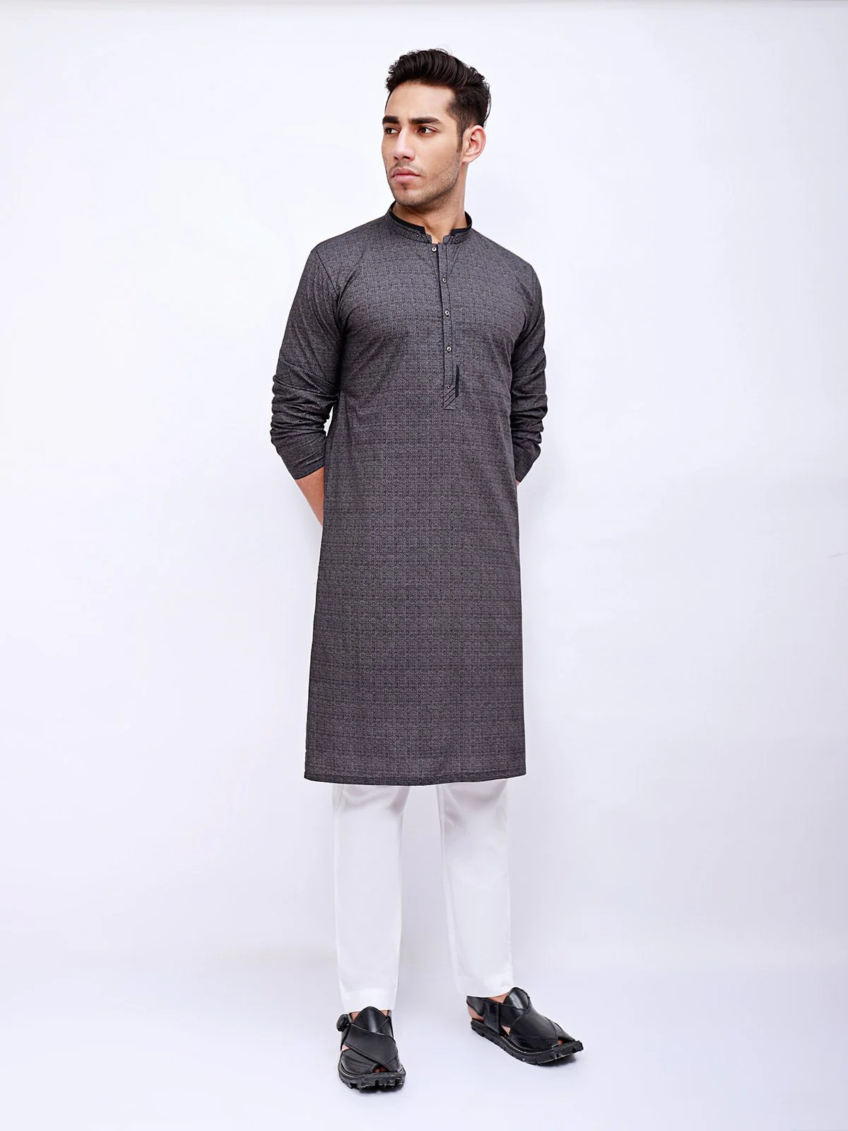 Men's Charcoal Grey Kurta - EMTK21S-99048