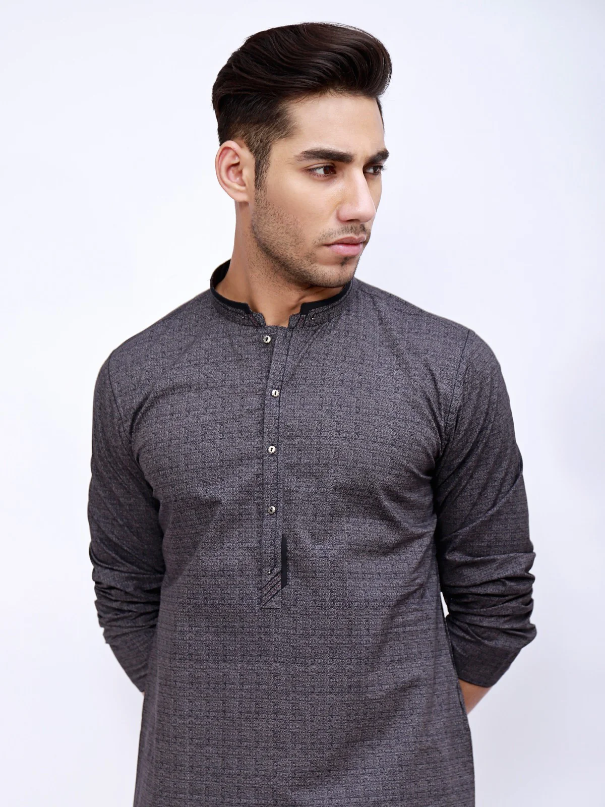 Men's Charcoal Grey Kurta - EMTK21S-99048 - Image 2